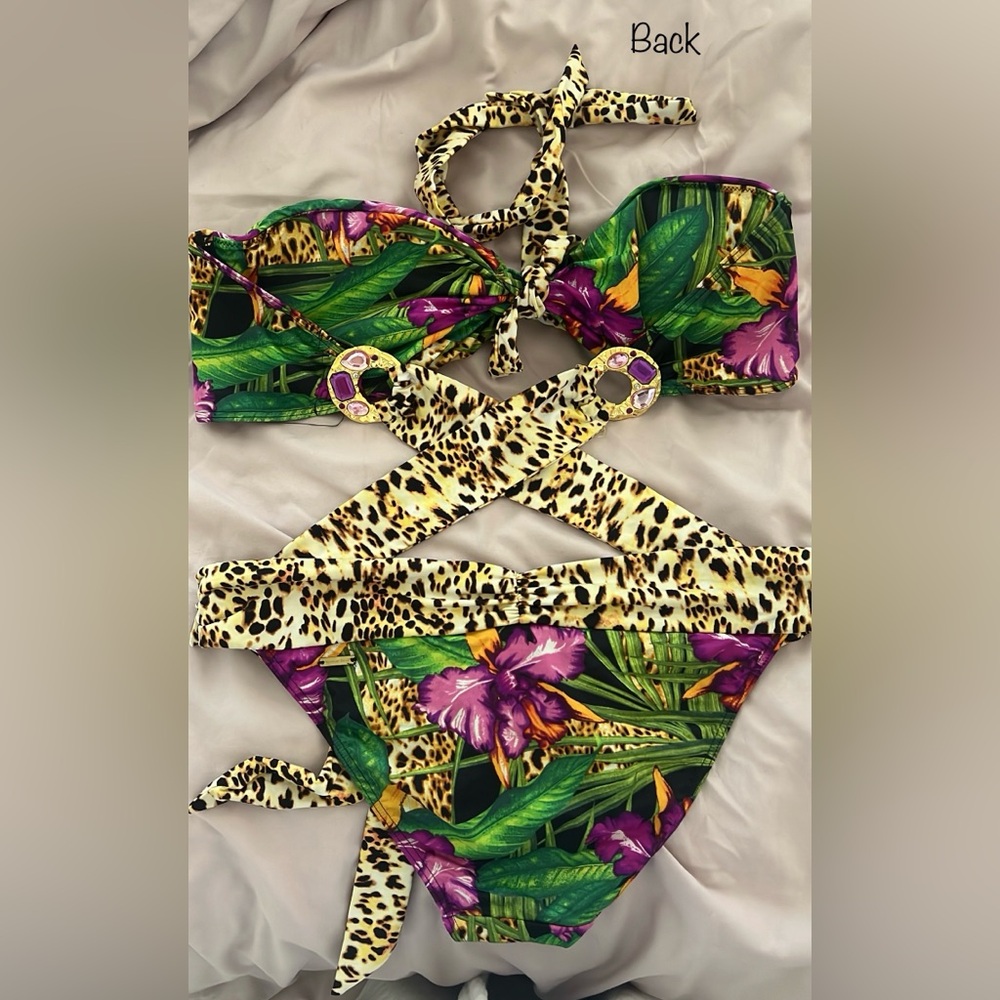 Y2K Victoria Secret Jungle Animal Print Floral Bikini - Picture 5 of 6